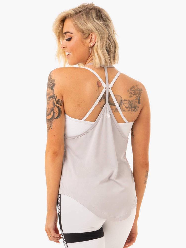 Grey Ryderwear Women Tanks Courtside Slinky T-Back Women's Tanks | AU3021JJ