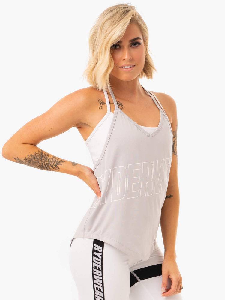 Grey Ryderwear Women Tanks Courtside Slinky T-Back Women's Tanks | AU3021JJ