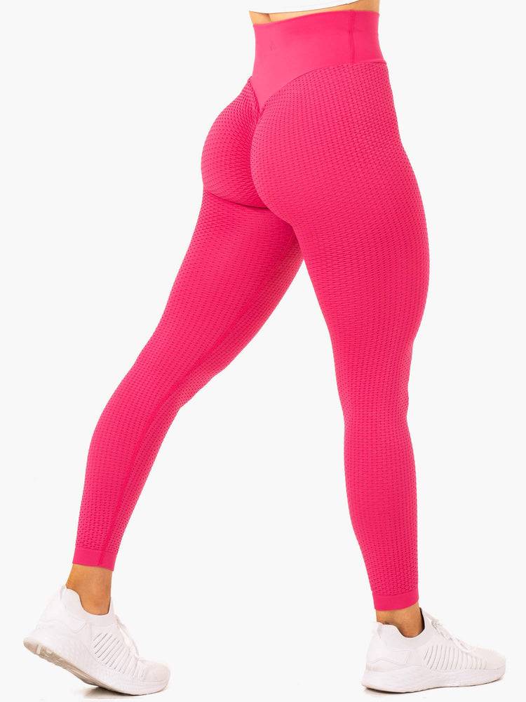 Hot Pink Ryderwear Women Leggings Honeycomb Scrunch Seamless Women's Leggings | AU1815BC