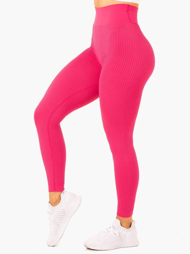 Hot Pink Ryderwear Women Leggings Honeycomb Scrunch Seamless Women's Leggings | AU1815BC