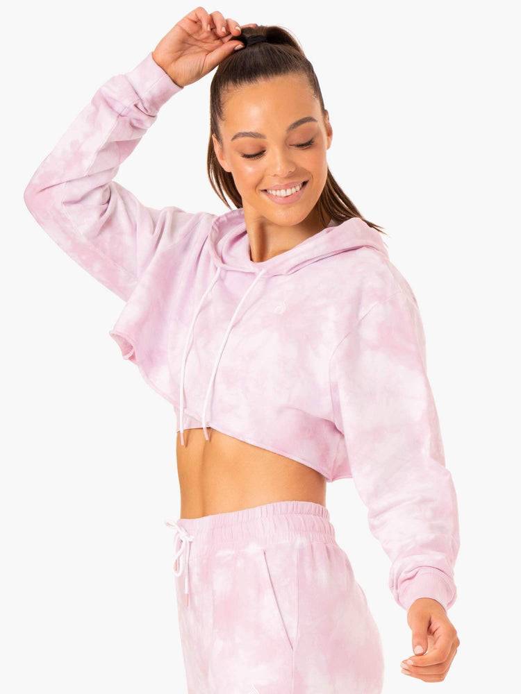 Ice Pink Tie Dye Ryderwear Women Hoodie Tie Dye Pullover Women's Hoodie | AU1676GL