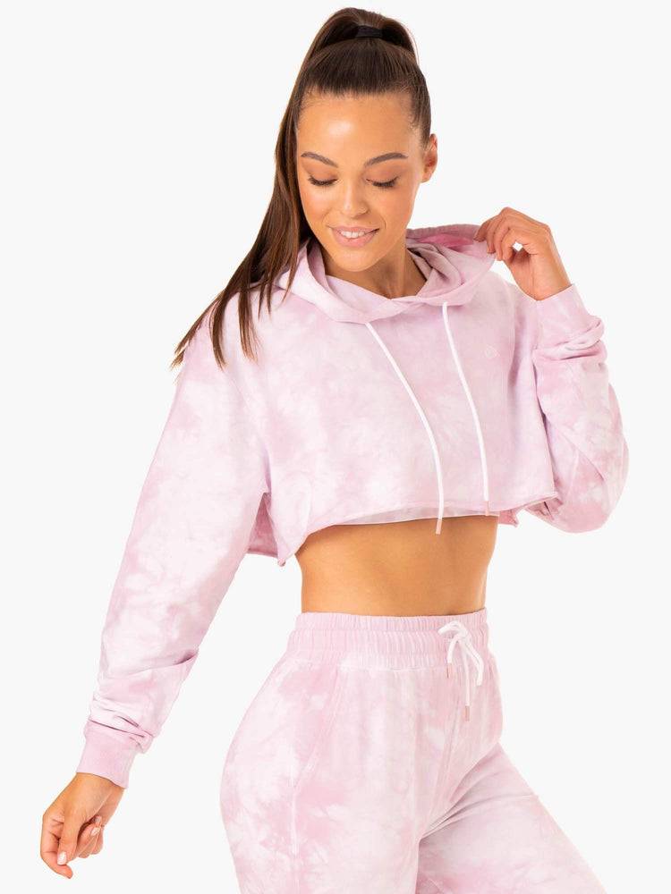 Ice Pink Tie Dye Ryderwear Women Hoodie Tie Dye Pullover Women's Hoodie | AU1676GL