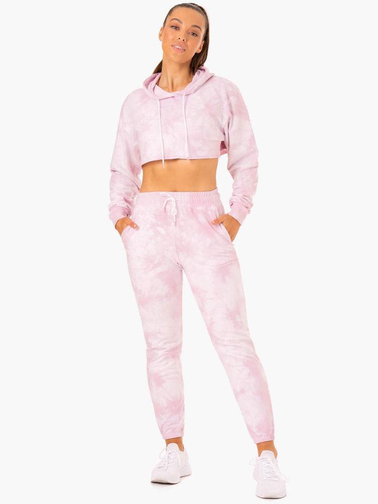 Ice Pink Tie Dye Ryderwear Women Hoodie Tie Dye Pullover Women's Hoodie | AU1676GL