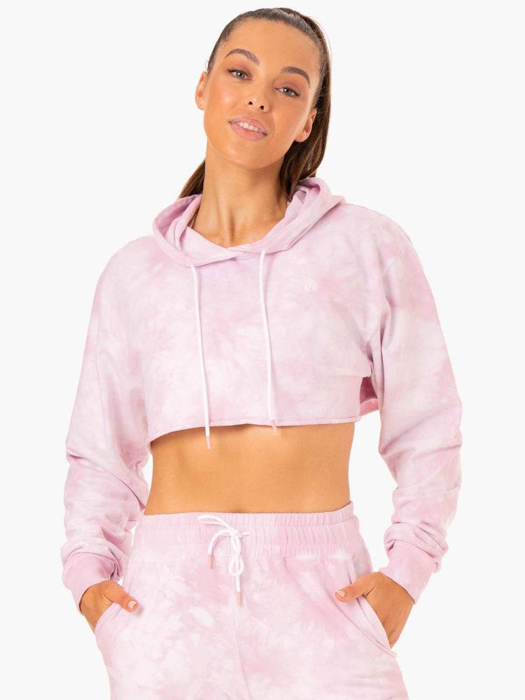 Ice Pink Tie Dye Ryderwear Women Hoodie Tie Dye Pullover Women\'s Hoodie | AU1676GL