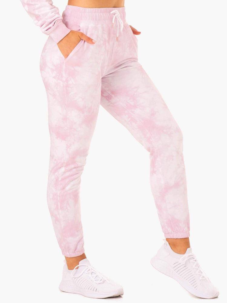 Ice Pink Tie Dye Ryderwear Women Track Pants Tie Dye High Waisted Women's Track Pants | AU3056OR