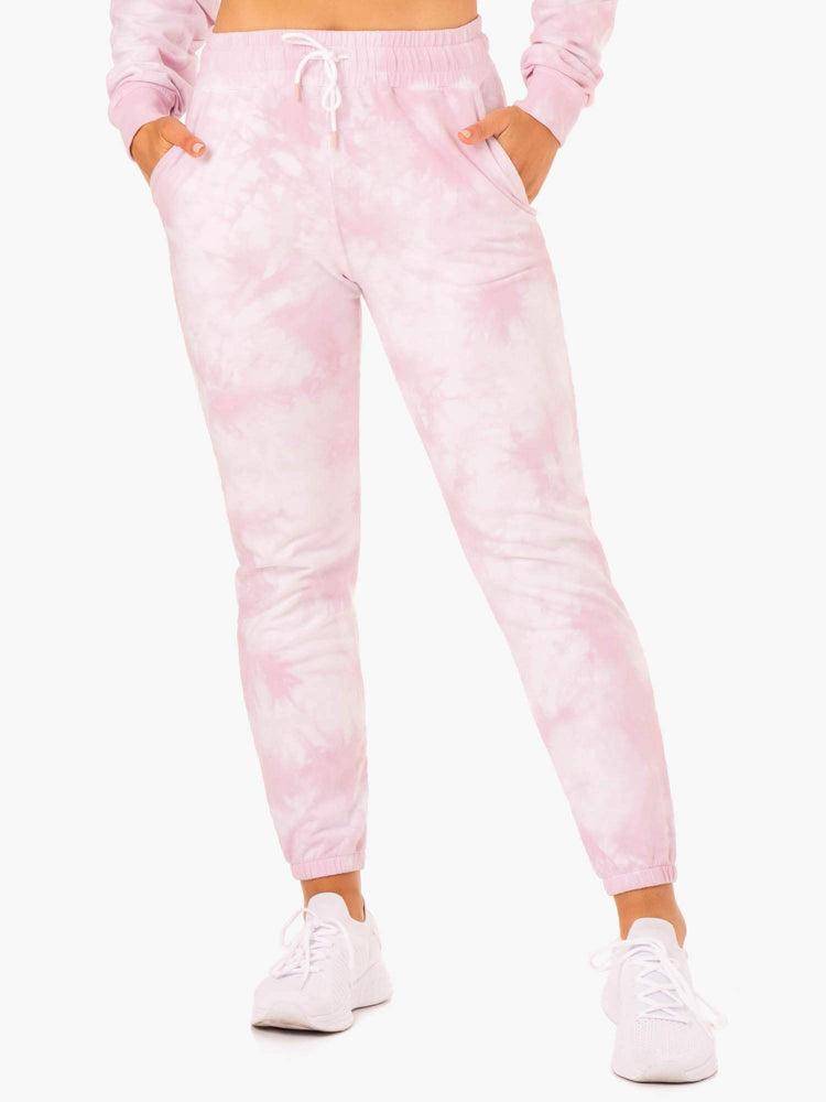 Ice Pink Tie Dye Ryderwear Women Track Pants Tie Dye High Waisted Women\'s Track Pants | AU3056OR