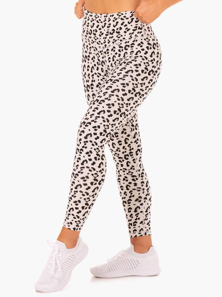 Ivory Leopard Ryderwear Women Leggings Hybrid Full Length Women's Leggings | AU1751SO