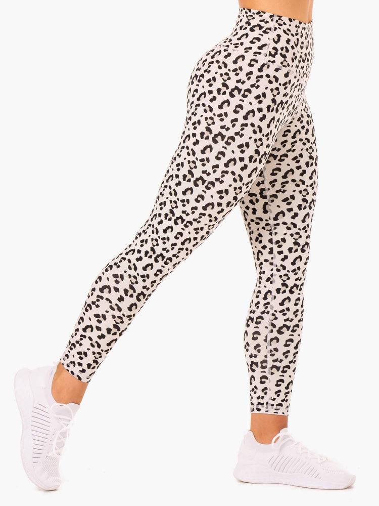 Ivory Leopard Ryderwear Women Leggings Hybrid Full Length Women's Leggings | AU1751SO