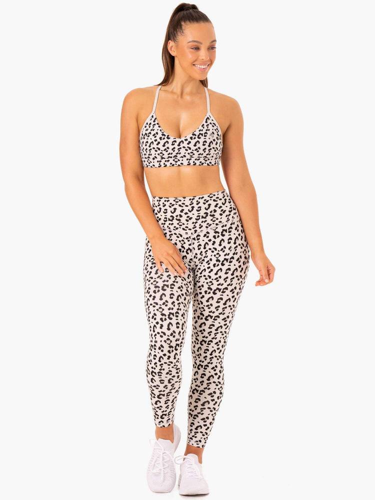 Ivory Leopard Ryderwear Women Leggings Hybrid Full Length Women's Leggings | AU1751SO