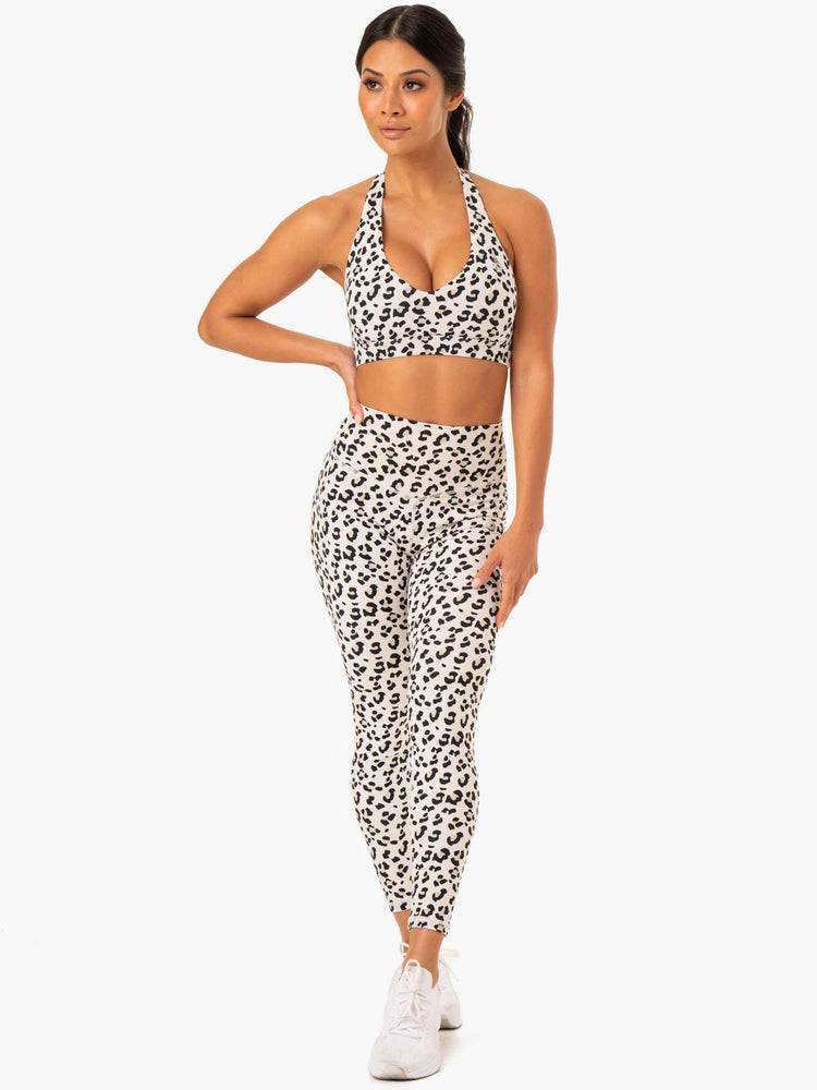 Ivory Leopard Ryderwear Women Leggings Hybrid Full Length Women's Leggings | AU1751SO