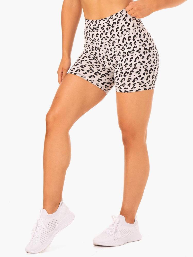 Ivory Leopard Ryderwear Women Shorts Hybrid Mid Length Women's Shorts | AU1953YU