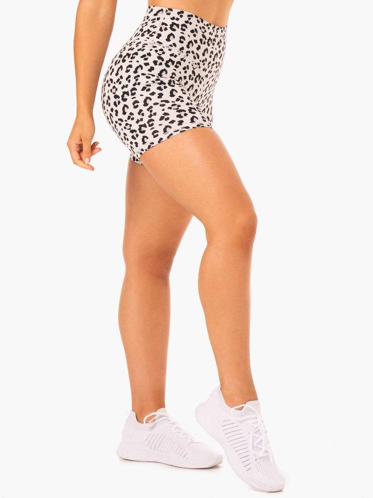 Ivory Leopard Ryderwear Women Shorts Hybrid Mid Length Women's Shorts | AU1953YU