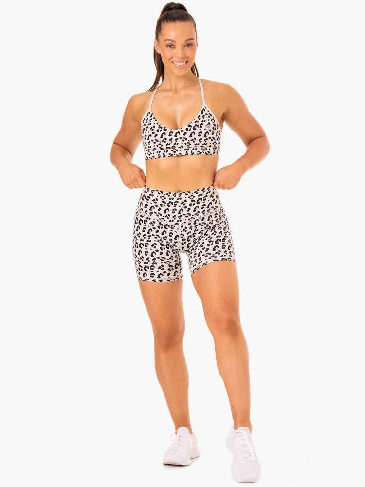 Ivory Leopard Ryderwear Women Shorts Hybrid Mid Length Women's Shorts | AU1953YU