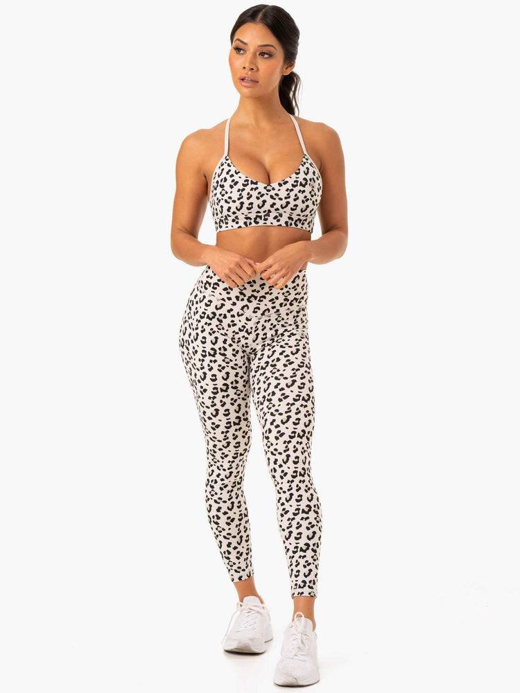 Ivory Leopard Ryderwear Women Sports Bra Hybrid Women's Sports Bra | AU2404MA