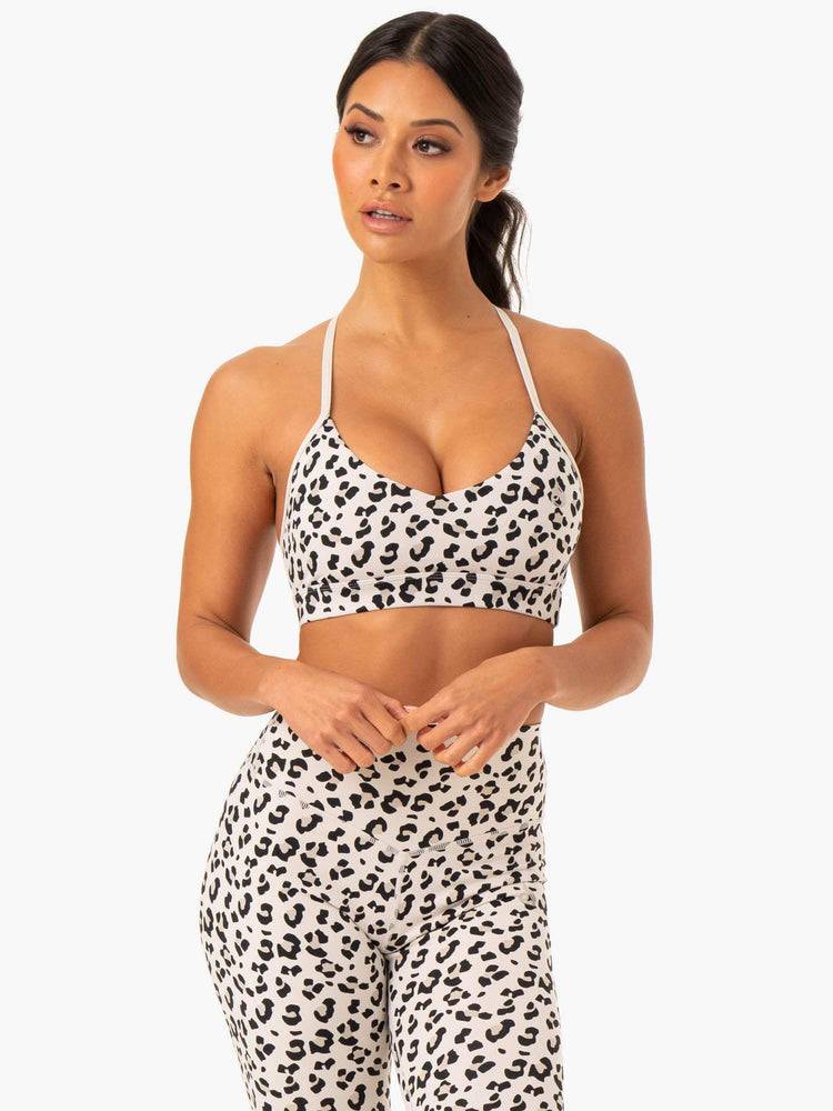 Ivory Leopard Ryderwear Women Sports Bra Hybrid Women\'s Sports Bra | AU2404MA