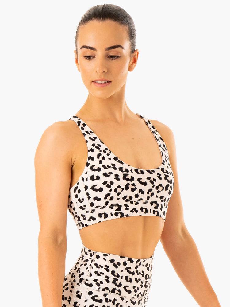 Ivory Leopard Ryderwear Women Sports Bra Evolution Women's Sports Bra | AU2444SO