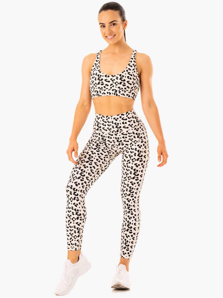 Ivory Leopard Ryderwear Women Sports Bra Evolution Women's Sports Bra | AU2444SO