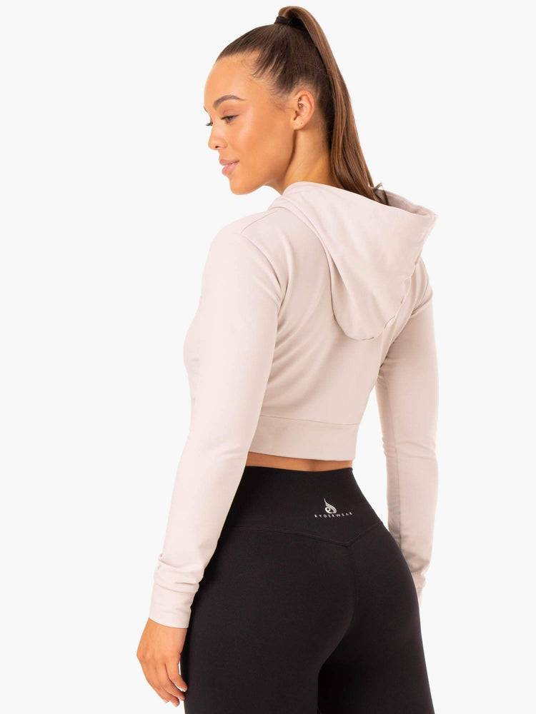 Ivory Ryderwear Women Hoodie Hybrid Fitted Women's Hoodie | AU1681ZG