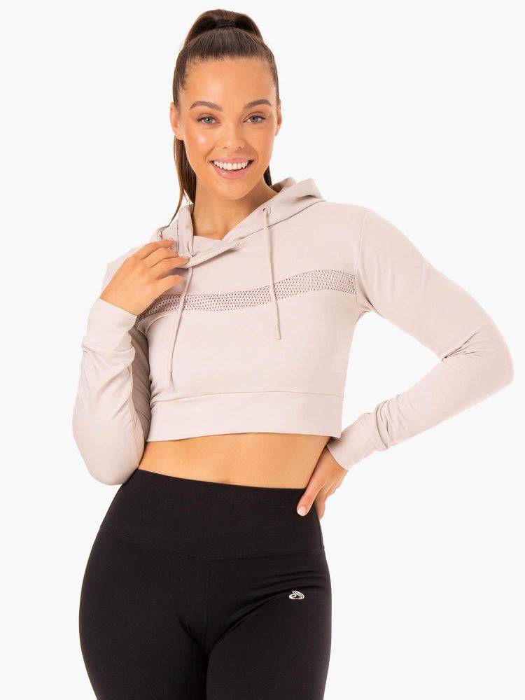 Ivory Ryderwear Women Hoodie Hybrid Fitted Women's Hoodie | AU1681ZG