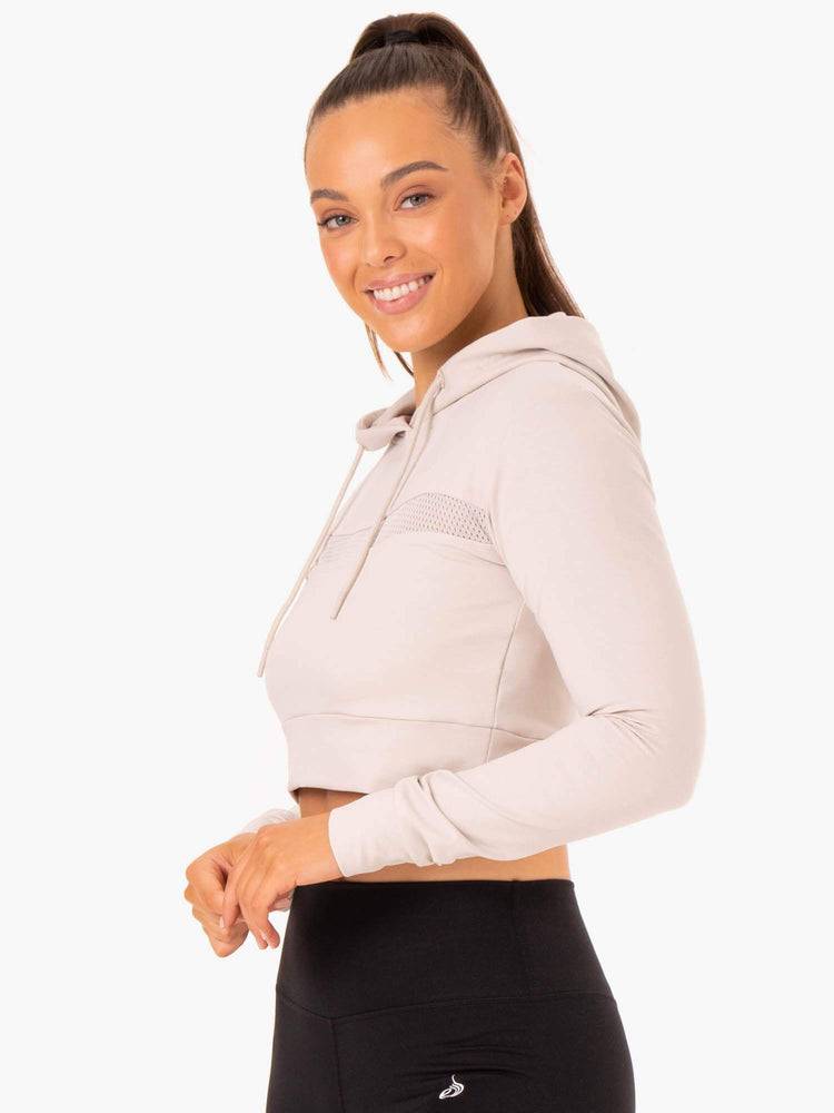 Ivory Ryderwear Women Hoodie Hybrid Fitted Women's Hoodie | AU1681ZG