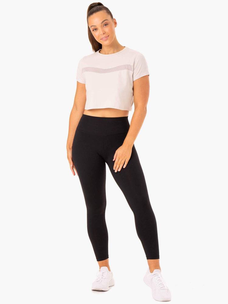 Ivory Ryderwear Women T Shirts Hybrid Mesh Tee Women's T Shirts | AU2711NB