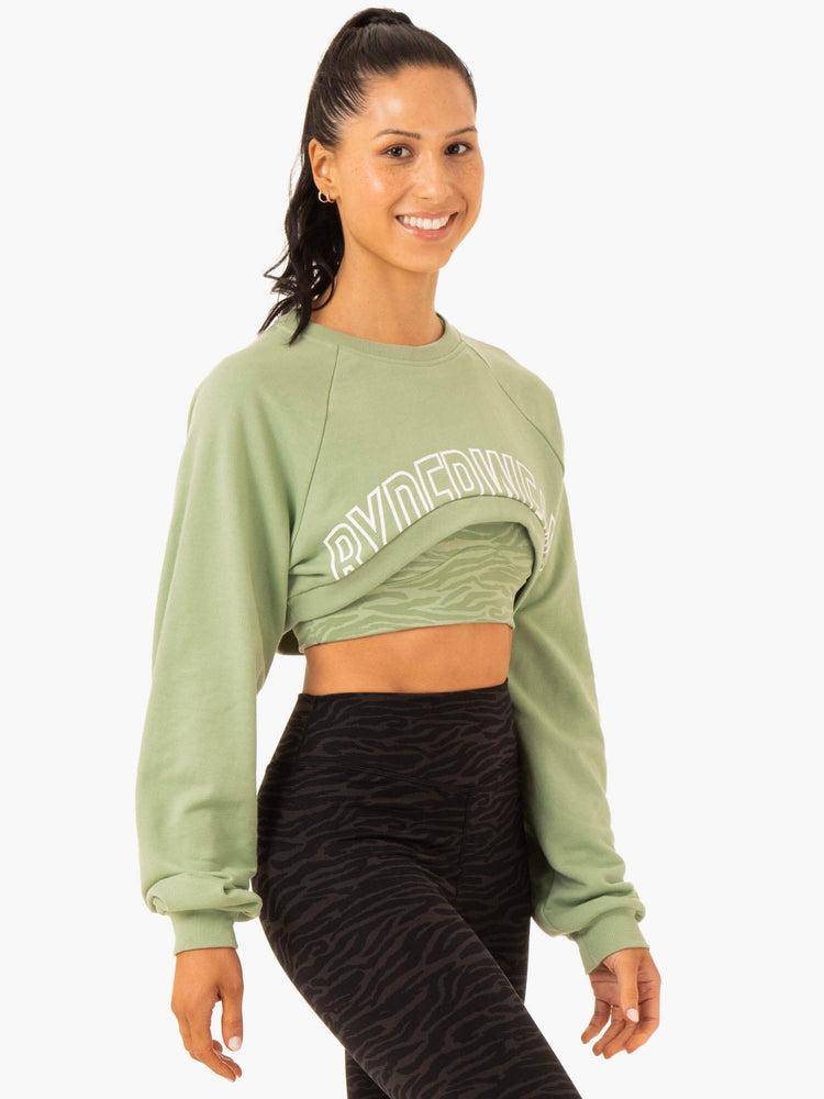 Jade Green Ryderwear Women Sweaters Emerge Super Crop Women's Sweaters | AU2651YU