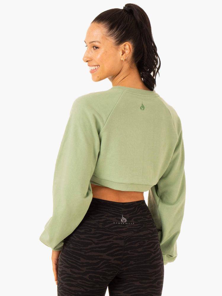 Jade Green Ryderwear Women Sweaters Emerge Super Crop Women's Sweaters | AU2651YU