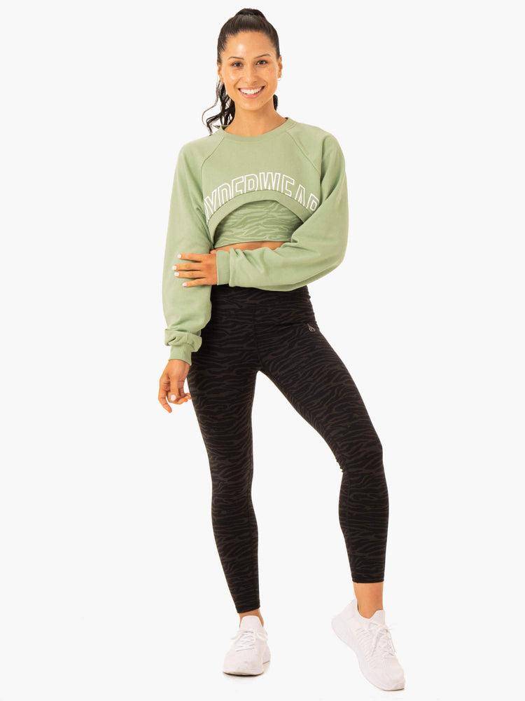 Jade Green Ryderwear Women Sweaters Emerge Super Crop Women's Sweaters | AU2651YU