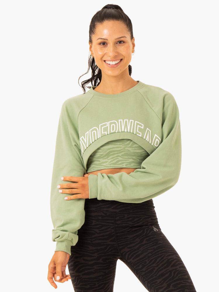 Jade Green Ryderwear Women Sweaters Emerge Super Crop Women\'s Sweaters | AU2651YU