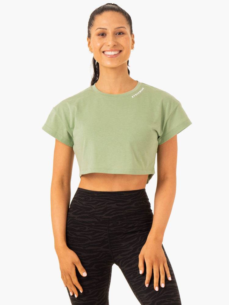 Jade Green Ryderwear Women T Shirts Energy Cap Sleeve Women's T Shirts | AU2794TV