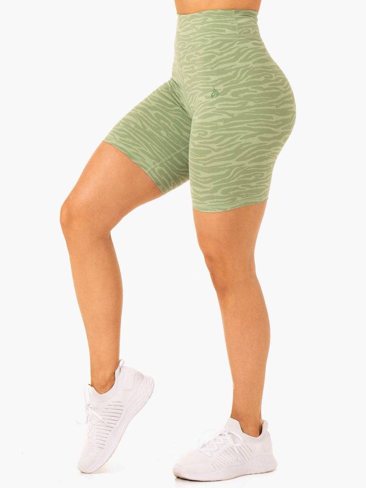 Jade Green Zebra Ryderwear Women Shorts Transform Mid Length Women's Shorts | AU2052QZ