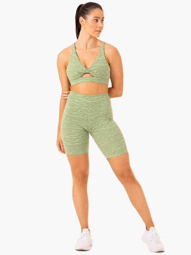 Jade Green Zebra Ryderwear Women Shorts Transform Mid Length Women's Shorts | AU2052QZ