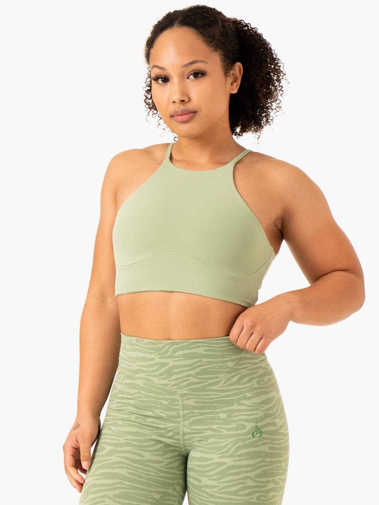 Jade Green Zebra Ryderwear Women Sports Bra Transform Reversible Sports Crop Women's Sports Bra | AU2265YU