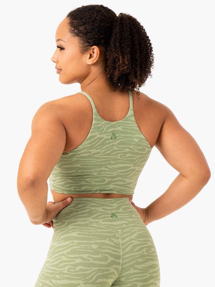 Jade Green Zebra Ryderwear Women Tanks Transform Reversible Sports Crop Women's Tanks | AU2889UT