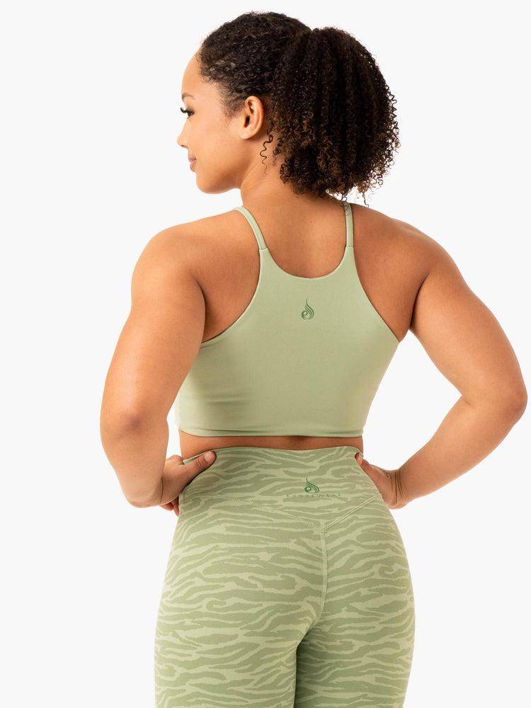 Jade Green Zebra Ryderwear Women Tanks Transform Reversible Sports Crop Women's Tanks | AU2889UT