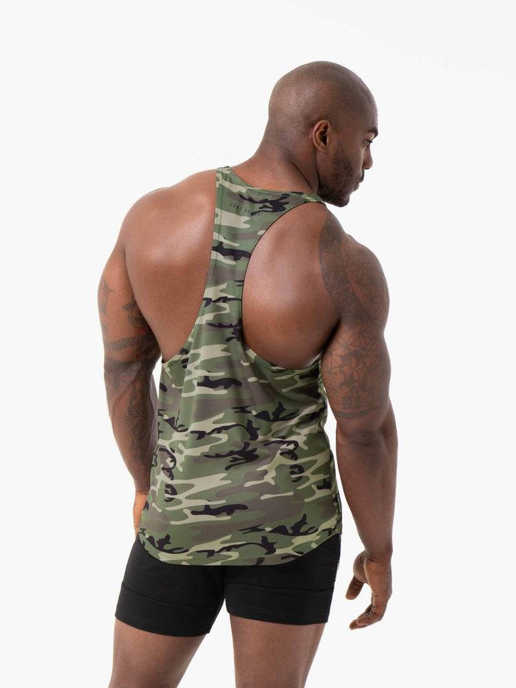 Khaki Camo Ryderwear Men Gym Stringers Camo Tech Mesh Stringer T-Back Men's Gym Stringers | AU1507WY