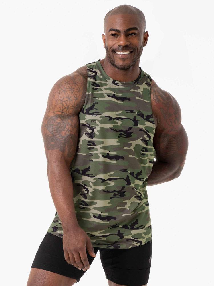 Khaki Camo Ryderwear Men Tanks Camo Tech Mesh Baller Tank Men's Tanks | AU1074AP