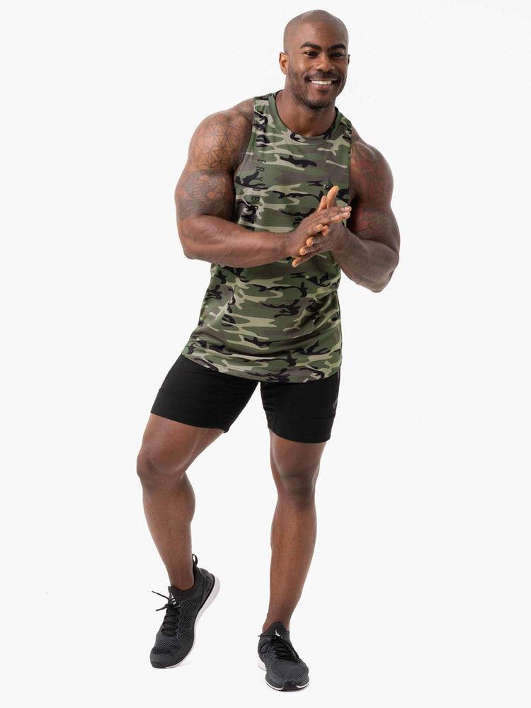 Khaki Camo Ryderwear Men Tanks Camo Tech Mesh Baller Tank Men's Tanks | AU1074AP