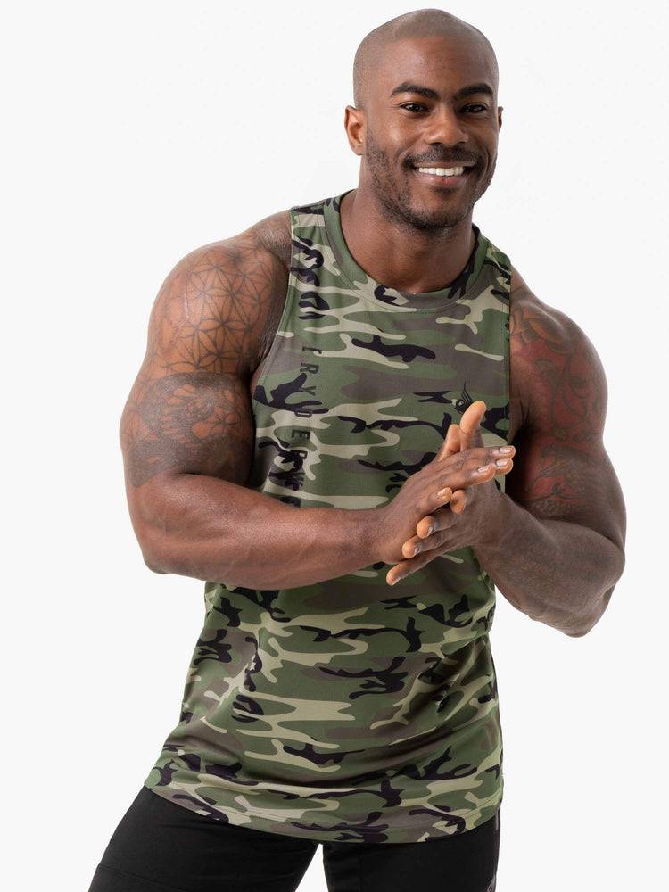 Khaki Camo Ryderwear Men Tanks Camo Tech Mesh Baller Tank Men\'s Tanks | AU1074AP