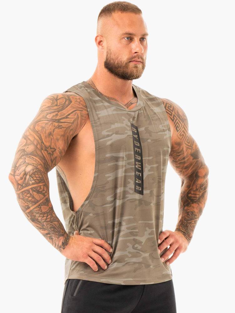 Khaki Camo Ryderwear Men Tanks Combat Baller Tank Men's Tanks | AU1078GL