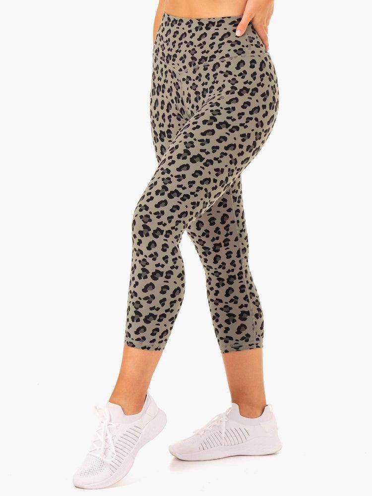 Khaki Leopard Ryderwear Women Leggings Hybrid 7/8 Women's Leggings | AU1827PQ