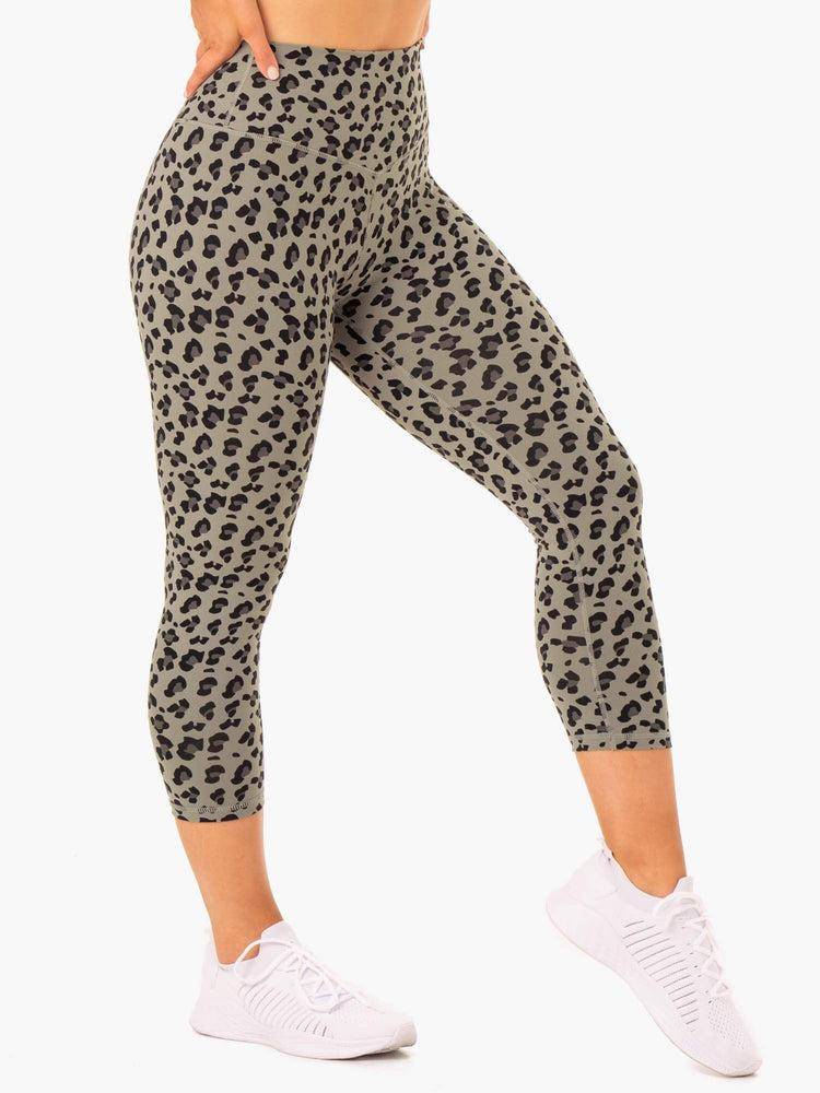 Khaki Leopard Ryderwear Women Leggings Hybrid 7/8 Women's Leggings | AU1827PQ