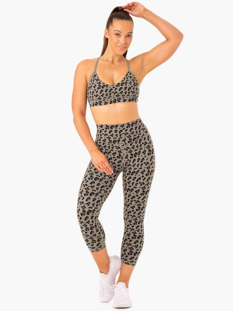 Khaki Leopard Ryderwear Women Leggings Hybrid 7/8 Women's Leggings | AU1827PQ