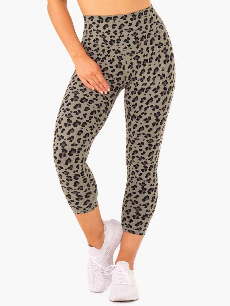 Khaki Leopard Ryderwear Women Leggings Hybrid 7/8 Women\'s Leggings | AU1827PQ