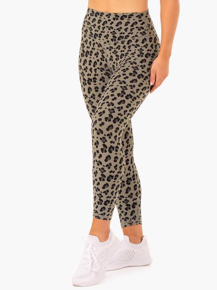 Khaki Leopard Ryderwear Women Leggings Hybrid Full Length Women's Leggings | AU1885HK