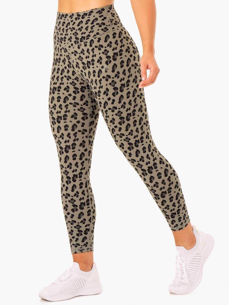 Khaki Leopard Ryderwear Women Leggings Hybrid Full Length Women's Leggings | AU1885HK