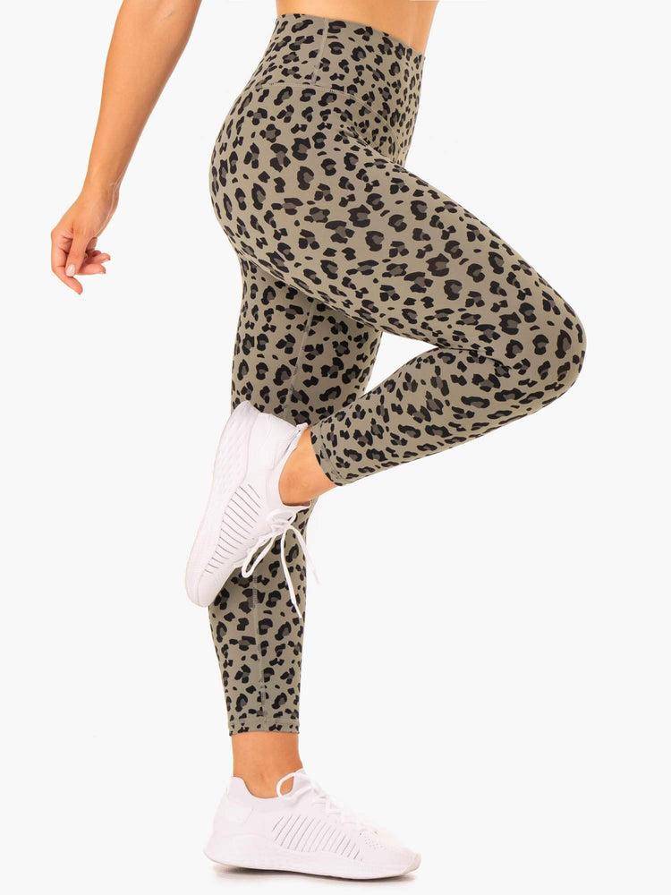 Khaki Leopard Ryderwear Women Leggings Hybrid Full Length Women's Leggings | AU1885HK