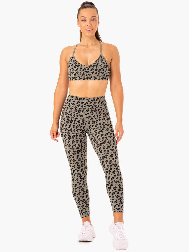 Khaki Leopard Ryderwear Women Leggings Hybrid Full Length Women's Leggings | AU1885HK