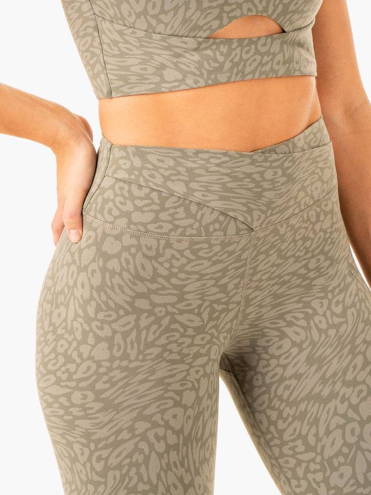 Khaki Leopard Ryderwear Women Leggings Rotation High Waisted Scrunch Women's Leggings | AU1825IS