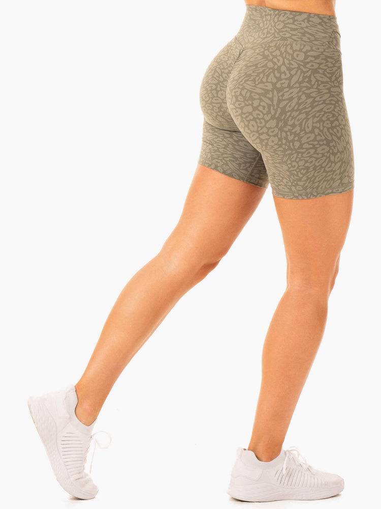 Khaki Leopard Ryderwear Women Shorts Rotation High Waisted Scrunch Women's Shorts | AU1982OR